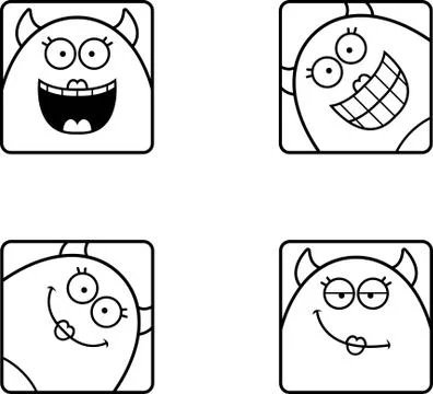 Happy Cartoon Devil Icons Stock Illustration