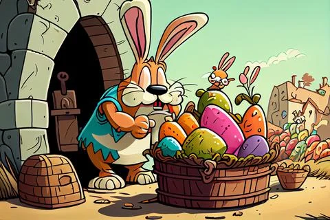 Happy cartoon easter rabbit Illustrazione stock