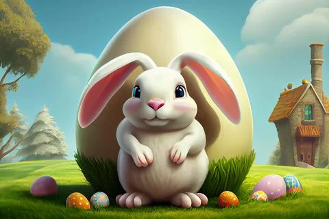Happy cartoon easter rabbit Illustrazione stock