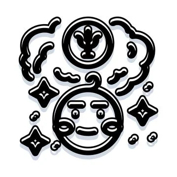 Happy cartoon face thinking about mental health Stock Illustration