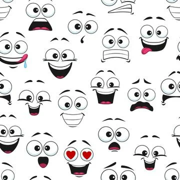 Happy cartoon faces seamless pattern, background Stock Illustration
