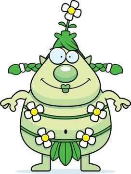 Happy Cartoon Forest Sprite 스톡 일러스트