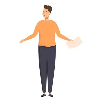 Happy cartoon man with document Stock Illustration