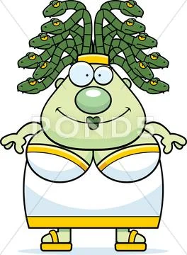 Happy Cartoon Medusa Stock Illustration
