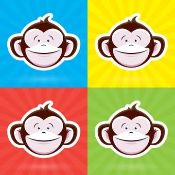 Happy cartoon monkey face Stock Illustration