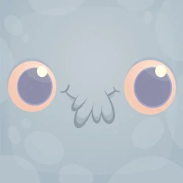 Happy cartoon monster face. Vector Halloween monster square avatar Stock Illustration
