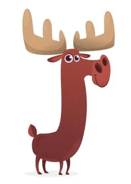 Happy cartoon moose character. Vector moose illustration isolated. Stock Illustration