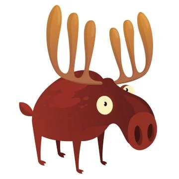 Happy cartoon moose character. Vector moose illustration isolated. Illustrazione stock