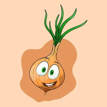 Happy cartoon onion expression. Stock Illustration