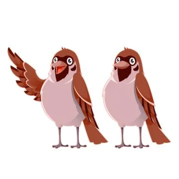 Happy cartoon  Sparrows Stock Illustration