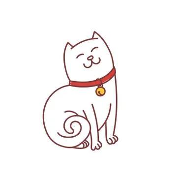 Happy cat with bell on anti flea pet collar Stock Illustration