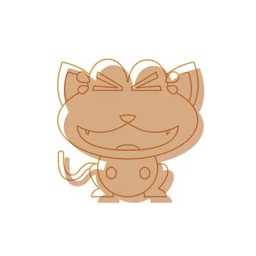 Happy cat closed eyes. Vector Stock Illustration