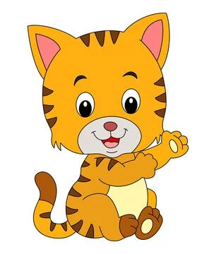 Happy cat on white background Stock Illustration