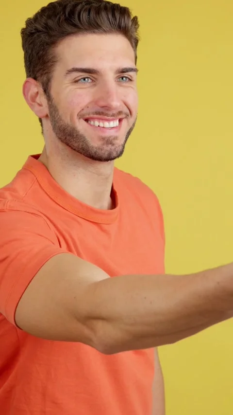 Happy caucasian man smiling while receiving a gift Stock Footage 241751859