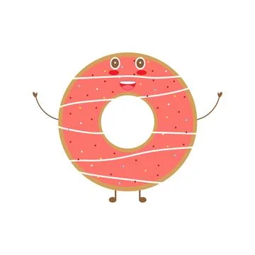 Happy character doughnut mascot vector. cartoon character illustration Stock Illustration