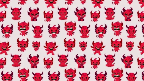 Happy characters sweet hellish entity cute horned devil Stock Footage 263054759