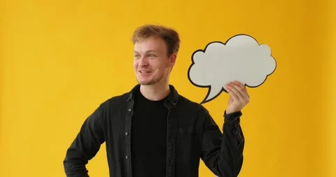 Happy cheerful guy getting an idea in his head. Stock Footage 278719333