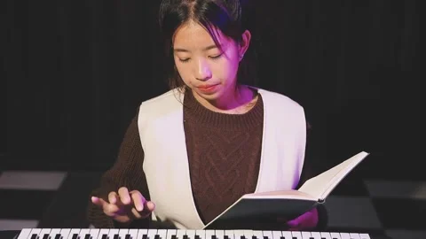 Happy cheerful pretty smiling of young Asian woman vocalist Wearing Headpho.. Stock Footage 293113902