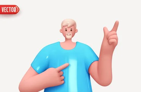 Happy cheerful young man with beard shows thumb up hand gesture. Young handso Stock Illustration