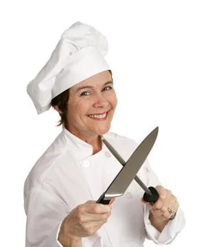 Happy Chef Sharpening Knife Stock Photos