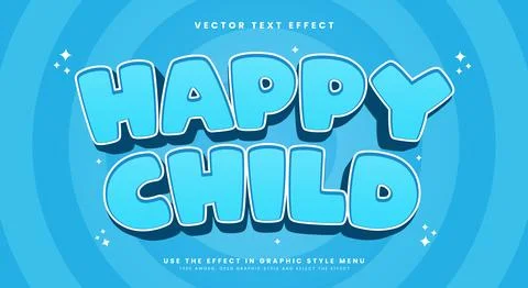Happy Child 3d editable text effect Template Stock Illustration