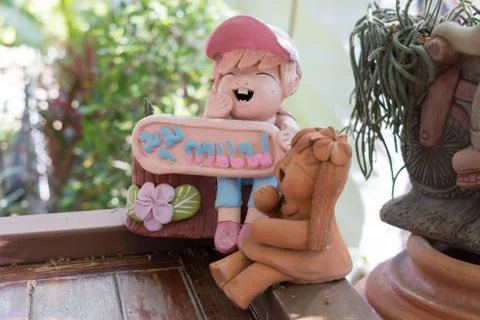 Happy child ceramic Stock Photos