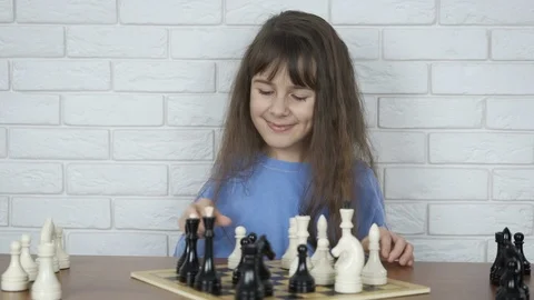Happy child with chess. Stock Footage 103546864