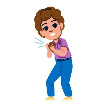Happy child clapping hands and smiling, showing appreciation Stock Illustration