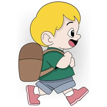 Happy Child Going Back to School Stock Illustration