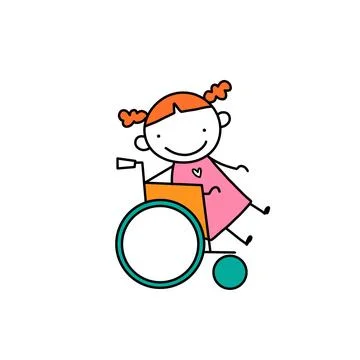 Happy child in a wheelchair Stock Illustration