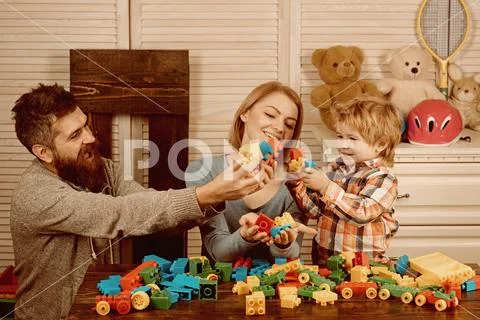 Happy childhood. Care and development. happy family and childrens day. father Stock Photos