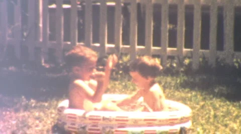 Happy Children Backyard in Kiddie Pool 1... | Stock Video