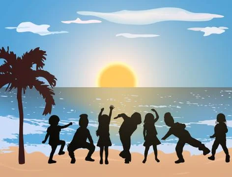 Happy children on the beach Stock-Illustration