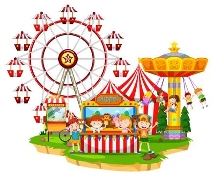 Happy children at circus Illustrazione stock