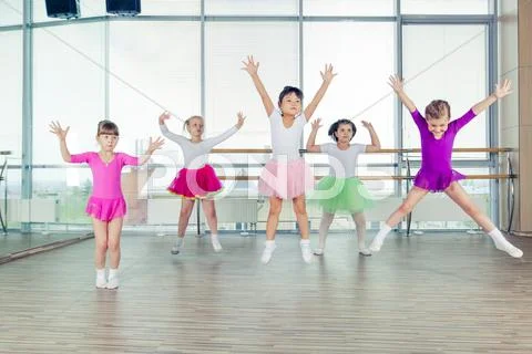 Happy Children Dancing On In Hall, Healthy Life, Kid\'s Togetherness And
