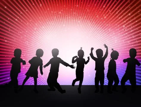 Happy children dancing Stock Illustration