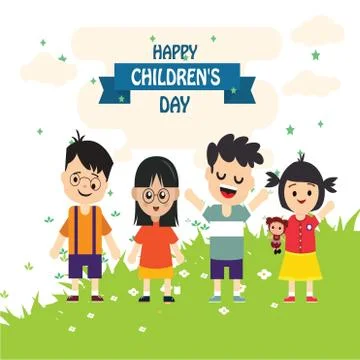 Happy children day background. Vector illustration of Universal Children day  Stock Illustration