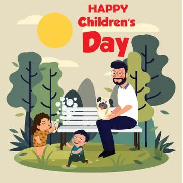 Happy children day background. Vector illustration of Universal Children day  Stock Illustration
