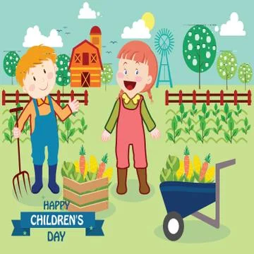 Happy children day background. Vector illustration of Universal Children day  Stock Illustration