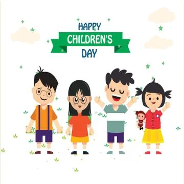 Happy children day background. Vector illustration of Universal Children day  Stock Illustration