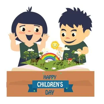 Happy children day background. Vector illustration of Universal Children day  Stock Illustration