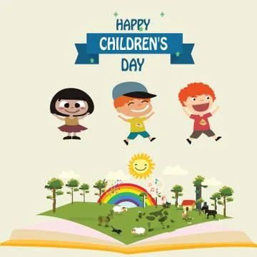 Happy children day background. Vector illustration of Universal Children day  イラスト素材