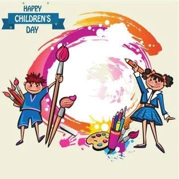 Happy children day background. Vector illustration of Universal Children day  Stock Illustration