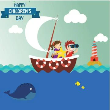 Happy children day background. Vector illustration of Universal Children day  Stock Illustration