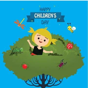 Happy children day background. Vector illustration of Universal Children day  Stock Illustration