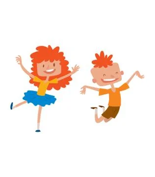Happy children in different positions vector set. Stock Illustration