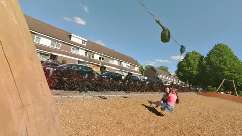 Happy children playing and having fun at playground. Cute children having fun Stockbeeldmateriaal 130636385