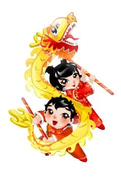 Chinese dragons clipart - Celebration clipart - Watercolor images