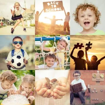 Happy children playing outdoors at the day time. Stock Photos