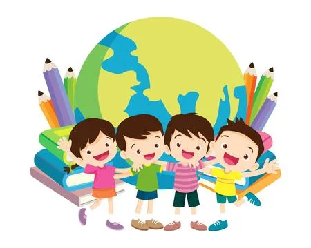 Happy Children reading book Back to School Concept kids and book Stock Illustration